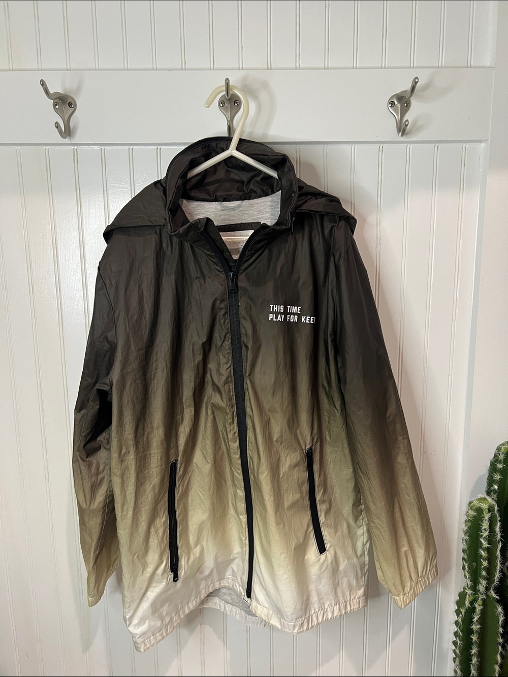 Zara Ombre Hooded Raincoat - Green to Black